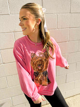 Load image into Gallery viewer, Queen Of Sparkles Hot Pink Yorkie Sweatshirt