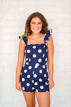 Load image into Gallery viewer, Thinking About You Navy Polka Dot Romper