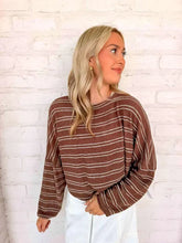 Load image into Gallery viewer, Light Up The Sky Brown Stripe Top