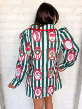 Load image into Gallery viewer, Queen Of Sparkles Green Striped Christmas Wallpaper Collar Cotton Dress