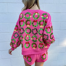 Load image into Gallery viewer, Queen Of Sparkles Hot Pink Multi Wreaths Sweatshirt
