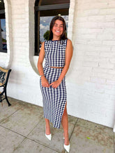 Load image into Gallery viewer, Check Mate Navy Skirt Set
