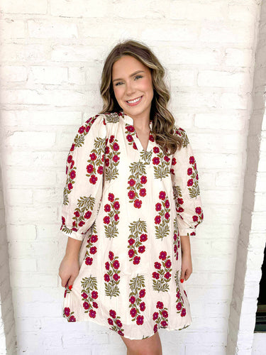 Dealing With Me Red Ecru Dress