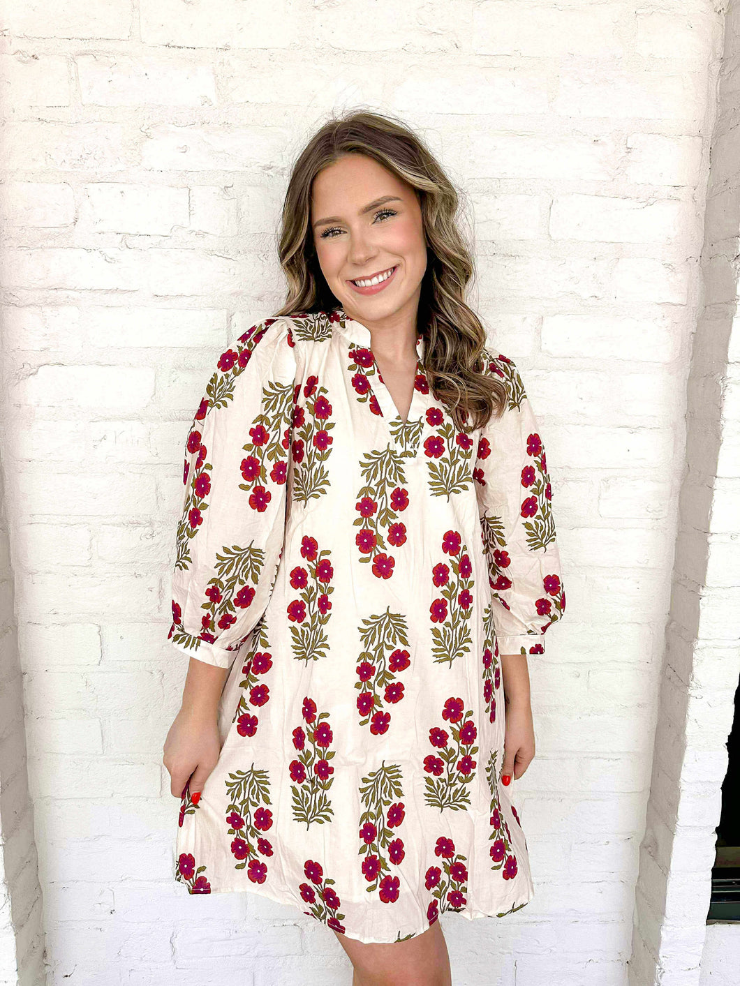 Dealing With Me Red Ecru Dress