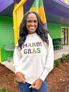 Mardi Gras Obsessed White Top