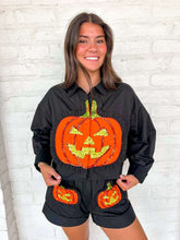 Load image into Gallery viewer, Queen Of Sparkles Black &amp; Orange Cotton Pumpkin Top