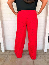 Load image into Gallery viewer, Queen Of Sparkles Red Wide Leg Rhinestone Jean