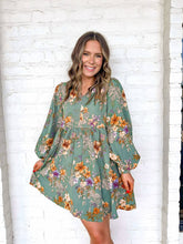 Load image into Gallery viewer, Floral Fields Green Dress