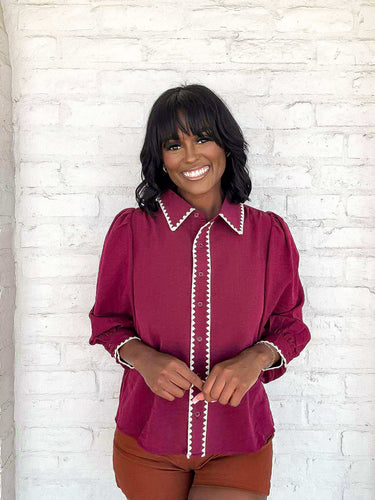 Every Hidden Detail Burgundy Top