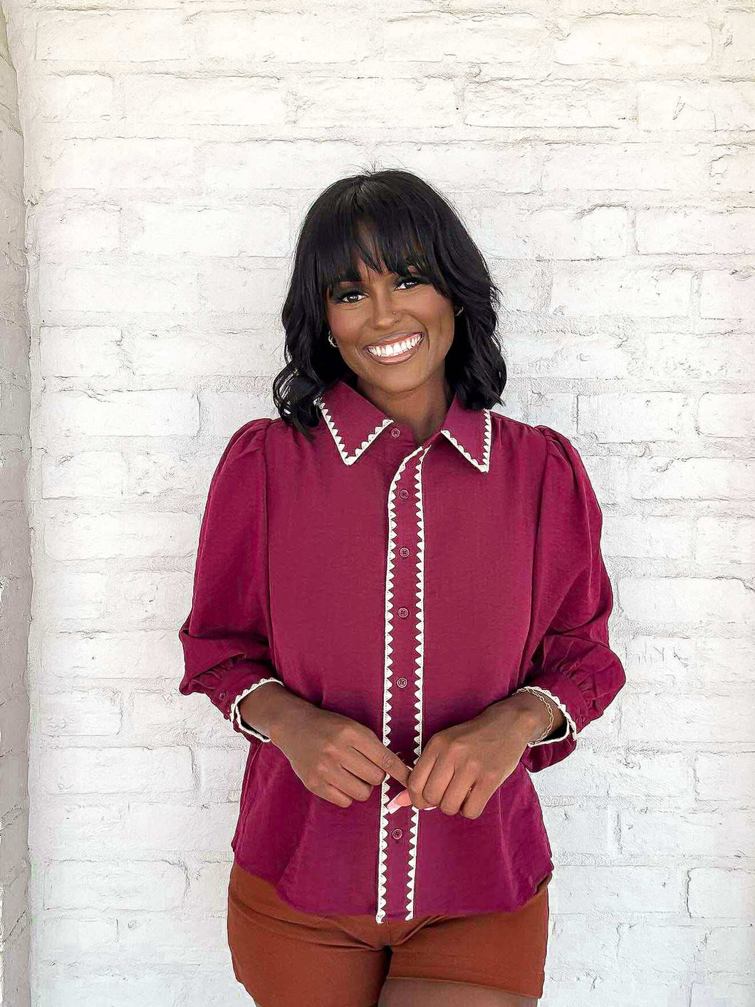 Every Hidden Detail Burgundy Top