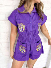 Load image into Gallery viewer, Queen Of Sparkles LSU Tiger Head Romper