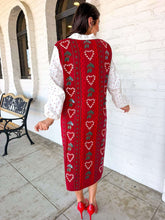 Load image into Gallery viewer, Queen Of Sparkles Red 3D Holly &amp; Candy Cane Knit Midi Dress