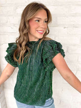 Load image into Gallery viewer, THML Holiday Chaos Green Top