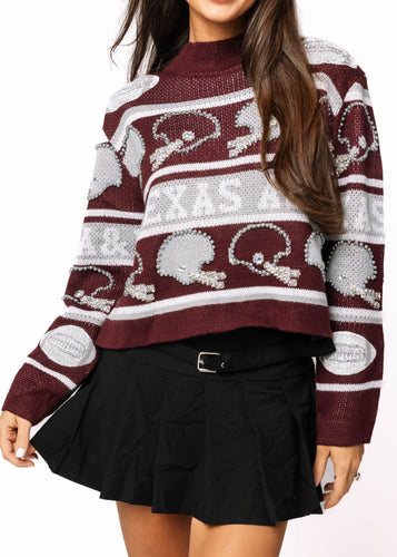Queen Of Sparkles Texas A&M Vintage Football Sweater