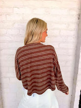 Load image into Gallery viewer, Light Up The Sky Brown Stripe Top