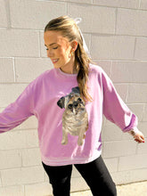 Load image into Gallery viewer, Queen Of Sparkles Light Purple Pug Sweatshirt