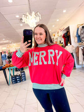 Load image into Gallery viewer, Merry Holidays Red Gingham Pullover