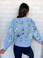 Load image into Gallery viewer, Queen Of Sparkles Light Blue Shell Ornament Cardigan