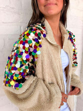 Load image into Gallery viewer, Queen Of Sparkles Ivory Multi Paulette Zip Up Fleece