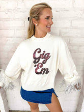 Load image into Gallery viewer, Queen Of Sparkles Texas A&amp;M Feather Sleeve Sweater