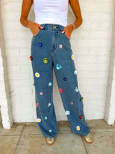 Load image into Gallery viewer, Queen Of Sparkles Denim Sequin Flower Jeans