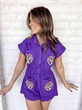 Load image into Gallery viewer, Queen Of Sparkles LSU Tiger Head Romper