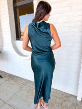 Load image into Gallery viewer, Good To Know Dark Green Satin Dress