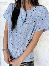 Load image into Gallery viewer, Queen Of Sparkles Grey Multi Rhinestone Tee