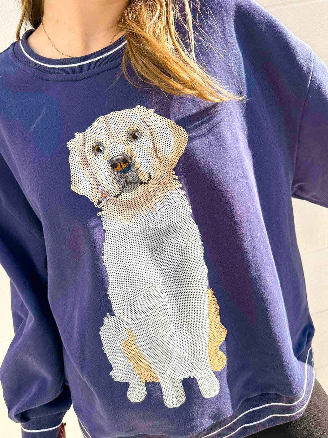 Queen Of Sparkles Navy Golden Retriever Sweatshirt