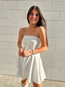 Denim Lover White Strapeless Dress