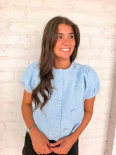 Load image into Gallery viewer, Treat Yourself Floral Blue Knit Top