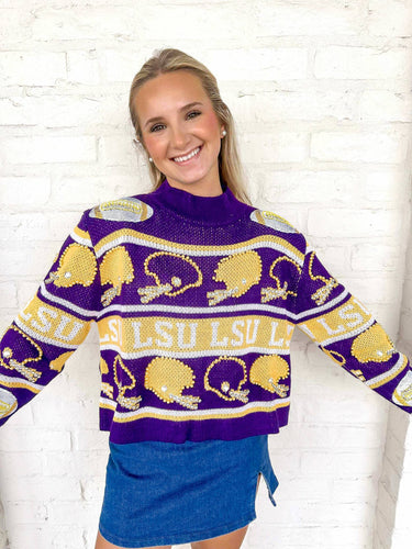 Queen Of Sparkles LSU Vintage Football Sweater