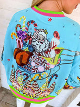 Load image into Gallery viewer, Queen Of Sparkles Aqua Vintage Santa Gingerbread House Sweatshirt