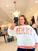 Load image into Gallery viewer, Merry Holidays Ivory Gingham Pullover