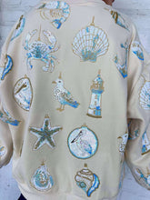 Load image into Gallery viewer, Queen Of Sparkles Ivory &amp; Mint Coastal Sea Shell Ornament Sweatshirt