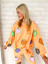 Load image into Gallery viewer, Queen Of Sparkles Orange Multi Pumpkin QOS Card Sweatshirt