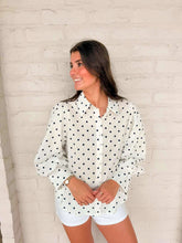 Load image into Gallery viewer, Change The World Polka Dot Navy Top
