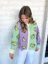 Load image into Gallery viewer, Queen Of Sparkles Gingham King Came Button Up