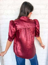 Load image into Gallery viewer, Just Because Burgundy Metallic Top