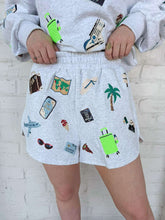 Load image into Gallery viewer, Queen Of Sparkles Grey Multi Travel Icon Shorts