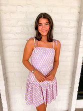 Load image into Gallery viewer, Temporary Stop Purple Polka Dot Dress