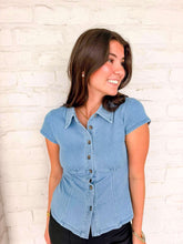 Load image into Gallery viewer, Head High Button Up Denim Top