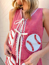 Load image into Gallery viewer, Queen Of Sparkles Red &amp; White Striped Rick Rack Tie Up Baseball Cotton Tank