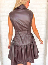 Load image into Gallery viewer, Texas Skies Brown Faux Leather Dress