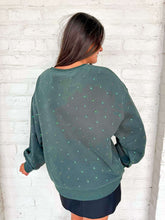 Load image into Gallery viewer, Queen Of Sparkles Charcoal Skeleton Holding Queen Cards Rhinestone Sweatshirt