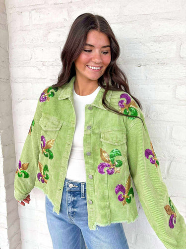 Mardi Gras Mambo Green Corduroy Jacket