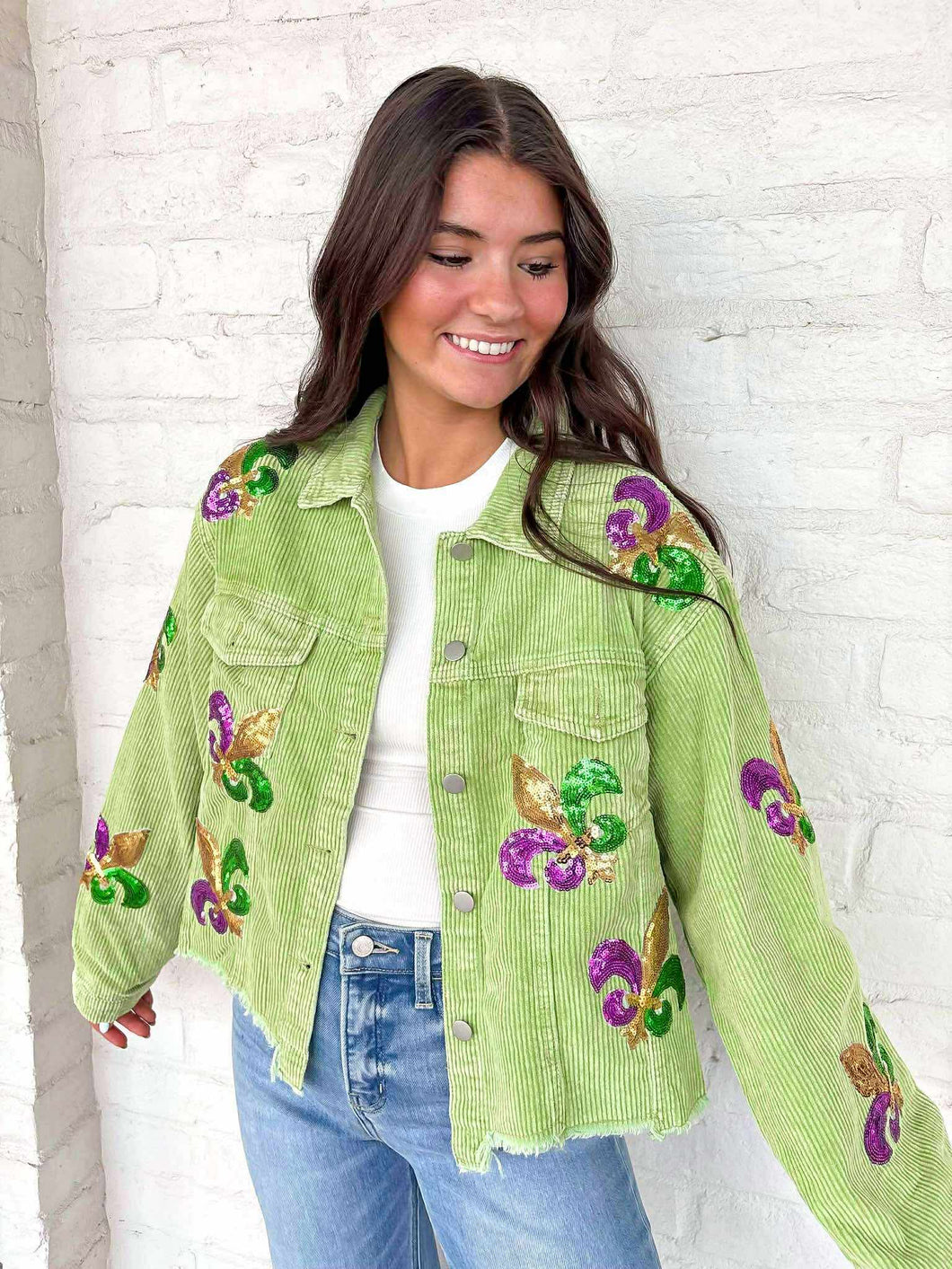 Mardi Gras Mambo Green Corduroy Jacket
