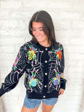 Load image into Gallery viewer, Queen Of Sparkles Black Multi Spider Cardigan