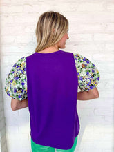 Load image into Gallery viewer, Mardi Gras Patch Bubble Sleeve Top