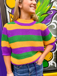 Stripe Of Traditions Mardi Gras Sweater Top